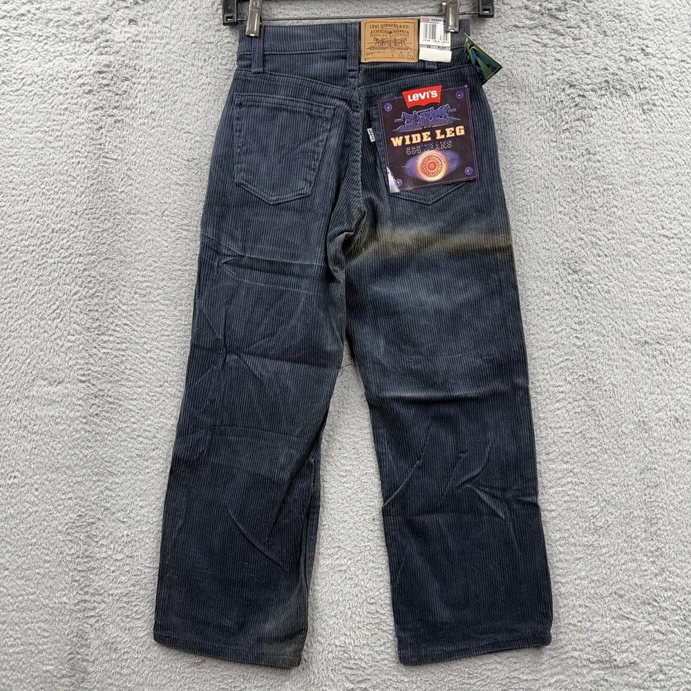 VINTAGE Levis 565 22.5x23.5 Boys Brown Denim Wide Leg Husky Corduroy Skater Y2K